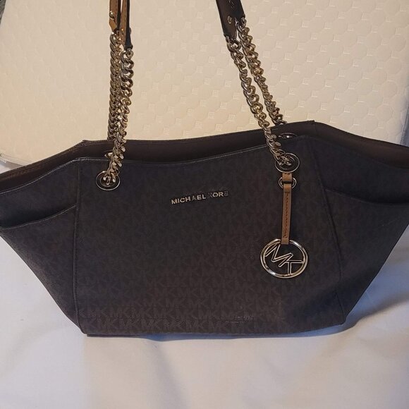 MICHAEL KORS Jet Set Large Signature Logo Shoulder Bag - Like New Used - Picture 3 of 13